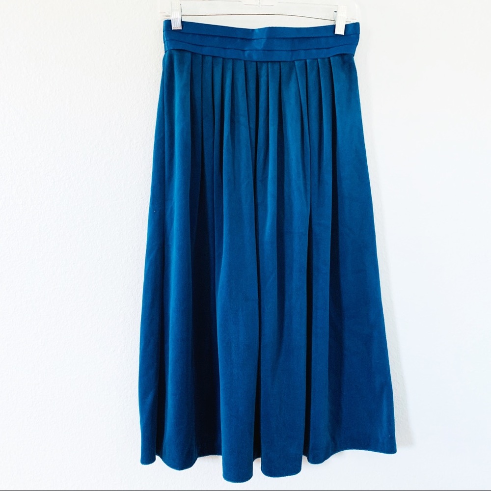 Blue Velvet Skirt w/Satin Waist by St Michael Sz8